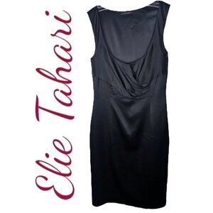 ELIE TAHARI 100% Silk Classic Black Sleeveless Sheath Cocktail Dress, Size 10